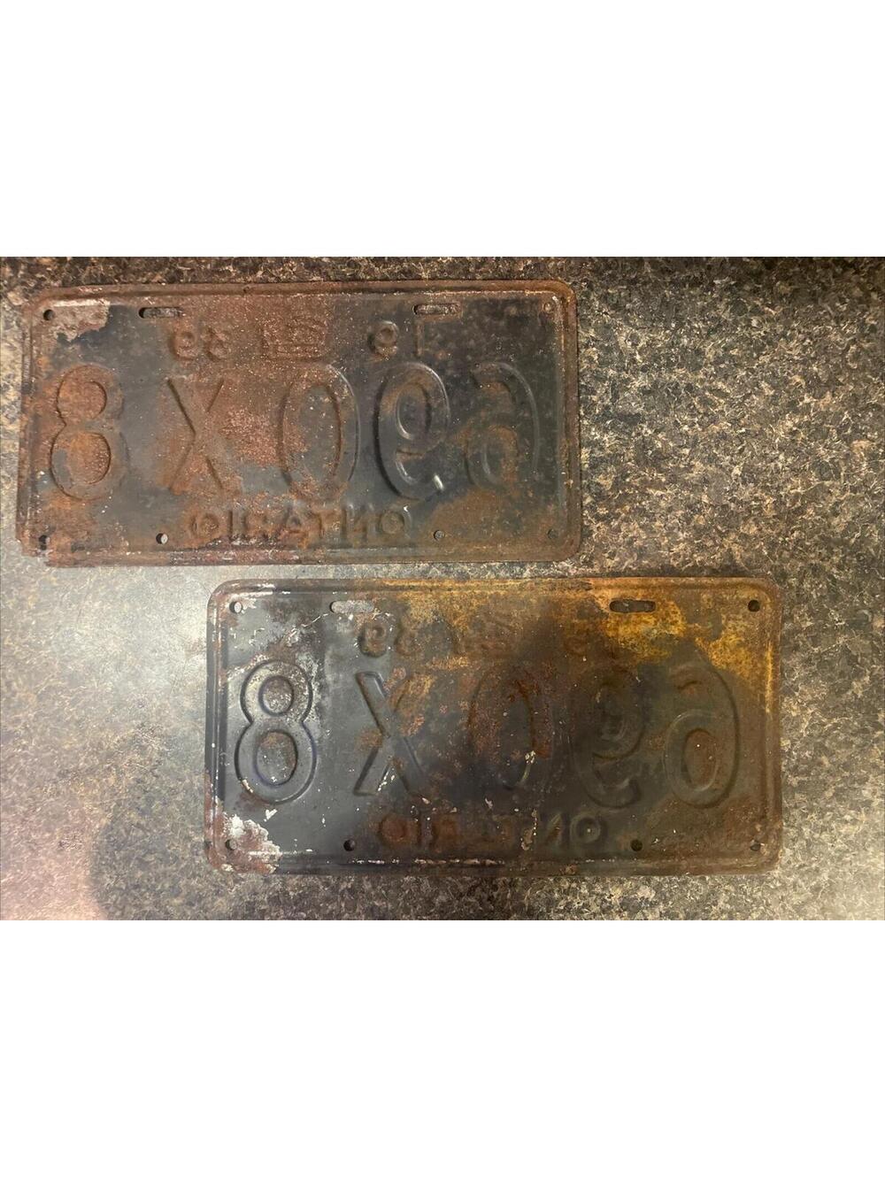 1939 Ontario Canada License Plate Pair Set - Picture 2 of 2